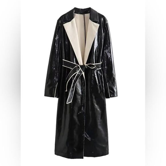 ZARA Models favorite Contrast Lapel Limited Edition Trench Coat Size XS - Picture 10 of 16